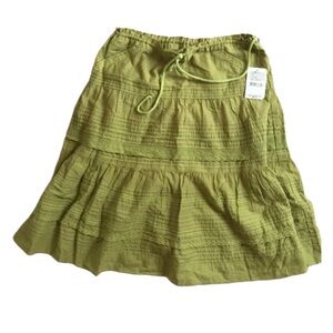 Nwt Free people green cotton skirt drawstring 6